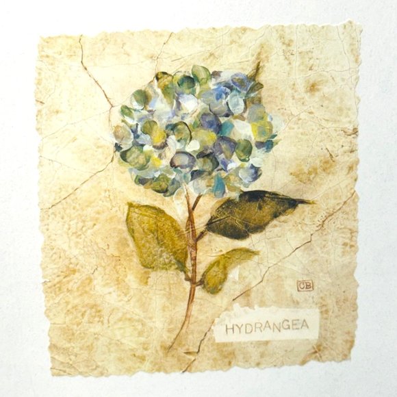 Cheri Blum  Embossed Frame Lilac Hydrangea on Cracked Linen Floral Decor 8.5" - Picture 3 of 10